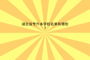 湖北省专升本学校名单有哪些?