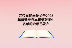 武汉东湖学院关于2023年普通专升本预录取考生名单的公示已发布