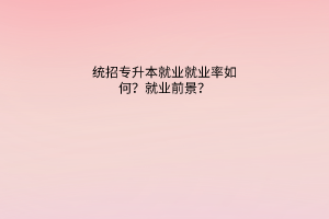 统招专升本就业率高吗？就业前景？