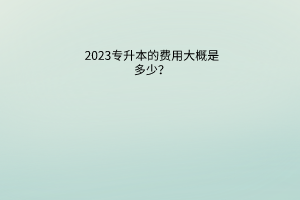 2023专升本的费用大概是多少？