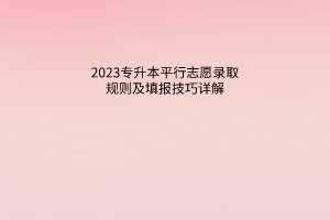 2023专升本平行志愿录取规则及填报技巧详解