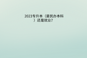 2023专升本（是民办本科）还是就业？