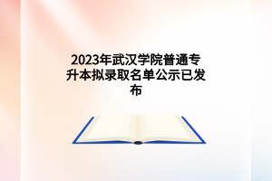 2023年武汉学院普通专升本拟录取名单公示已发布