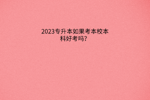 2023专升本如果考本校本科好考吗？