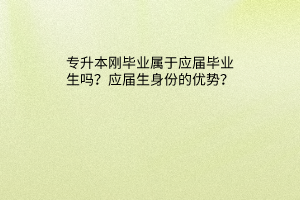 专升本刚毕业属于应届毕业生吗？应届生身份的优势？