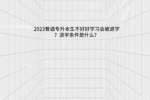 2023普通专升本生不好好学习会被退学？退学条件是什么？