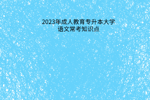 2023年成人教育专升本大学语文常考知识点