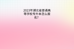 2023年湖北省普通高等学校专升本怎么报名？