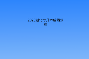 2023湖北省专升本成绩