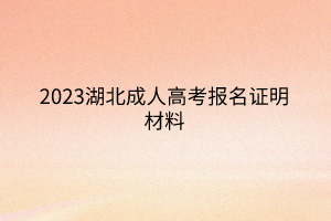 2023湖北成人高考报名证明材料