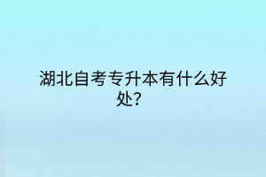 湖北自考专升本有什么好处？