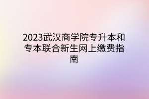 2023武汉商学院专升本和专本联合新生网上缴费指南