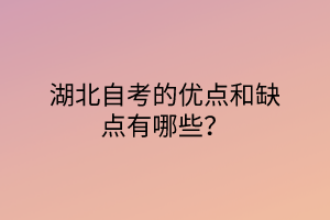 湖北自考的优点和缺点有哪些？