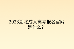 2023湖北成人高考报名官网是什么？