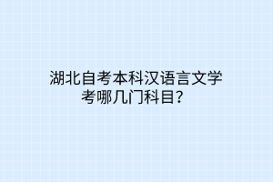 湖北自考本科汉语言文学考哪几门科目？