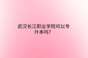 武汉长江职业学院可以专升本吗？