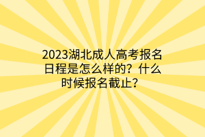 2023湖北成人高考报名日程是怎么样的？什么时候报名截止？