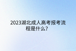 2023湖北成人高考报考流程是什么？