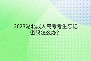 2023湖北成人高考考生忘记密码怎么办？