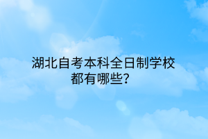 湖北自考本科全日制学校都有哪些？