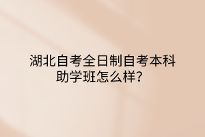 湖北自考全日制自考本科助学班怎么样？