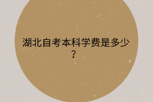 湖北自考本科学费是多少？