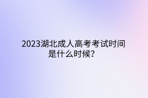 2023湖北成人高考考试时间是什么时候？