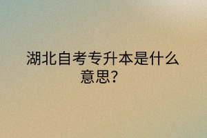 湖北自考专升本是什么意思？