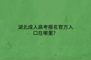 湖北成人高考报名官方入口在哪里？