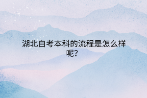 湖北自考本科的流程是怎么样呢？