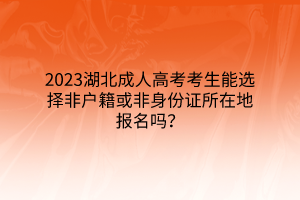 2023湖北成人高考考生能选择非户籍或非身份证所在地报名吗？