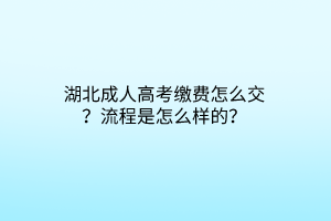 湖北成人高考缴费怎么交？流程是怎么样的？