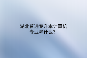 湖北普通专升本计算机专业考什么？