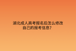 湖北成人高考报名后怎么修改自己的报考信息？