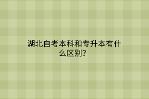 湖北自考本科和专升本有什么区别？