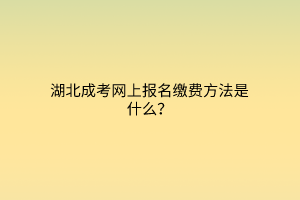 湖北成考网上报名缴费方法是什么？