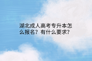 湖北成人高考专升本怎么报名？有什么要求？