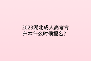 2023湖北成人高考专升本什么时候报名？