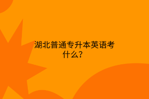 湖北普通专升本英语考什么？