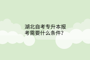 湖北自考专升本报考需要什么条件？