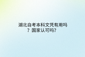 湖北自考本科文凭有用吗？国家认可吗？