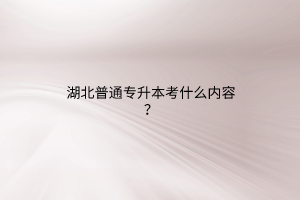 湖北普通专升本考什么内容？