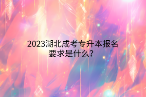 2023湖北成考专升本报名要求是什么？