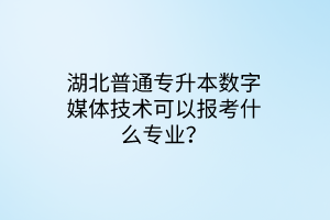 湖北普通专升本数字媒体技术可以报考什么专业？