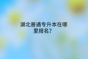 湖北普通专升本在哪里报名？