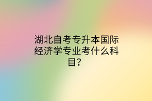 湖北自考专升本国际经济学专业考什么科目？