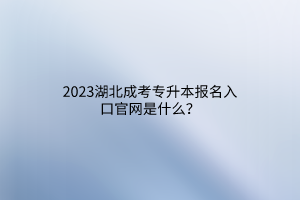 2023湖北成考专升本报名入口官网是什么？