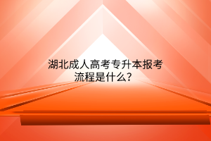 湖北成人高考专升本报考流程是什么？