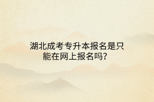 湖北成考专升本报名是只能在网上报名吗？