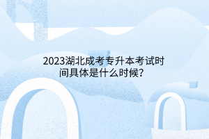 2023湖北成考专升本考试时间具体是什么时候？